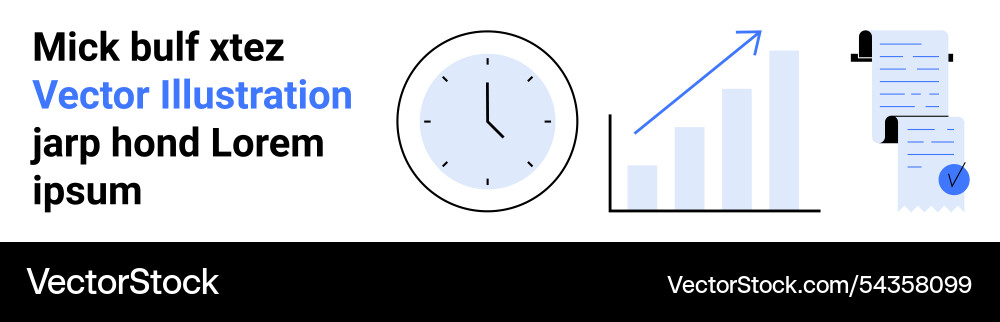 Business growth elements with clock graph Business growth elements with clock graph vector image