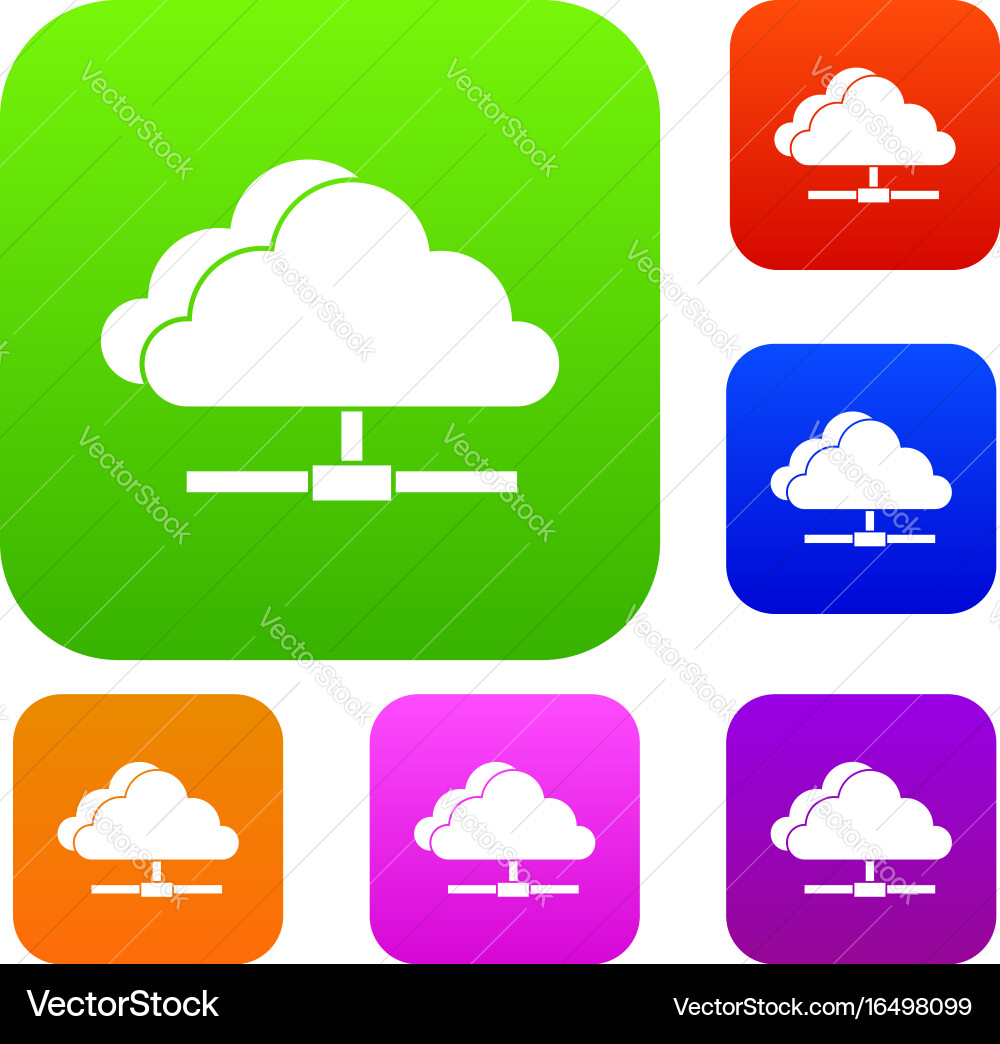 Cloud computing connection set collection vector image