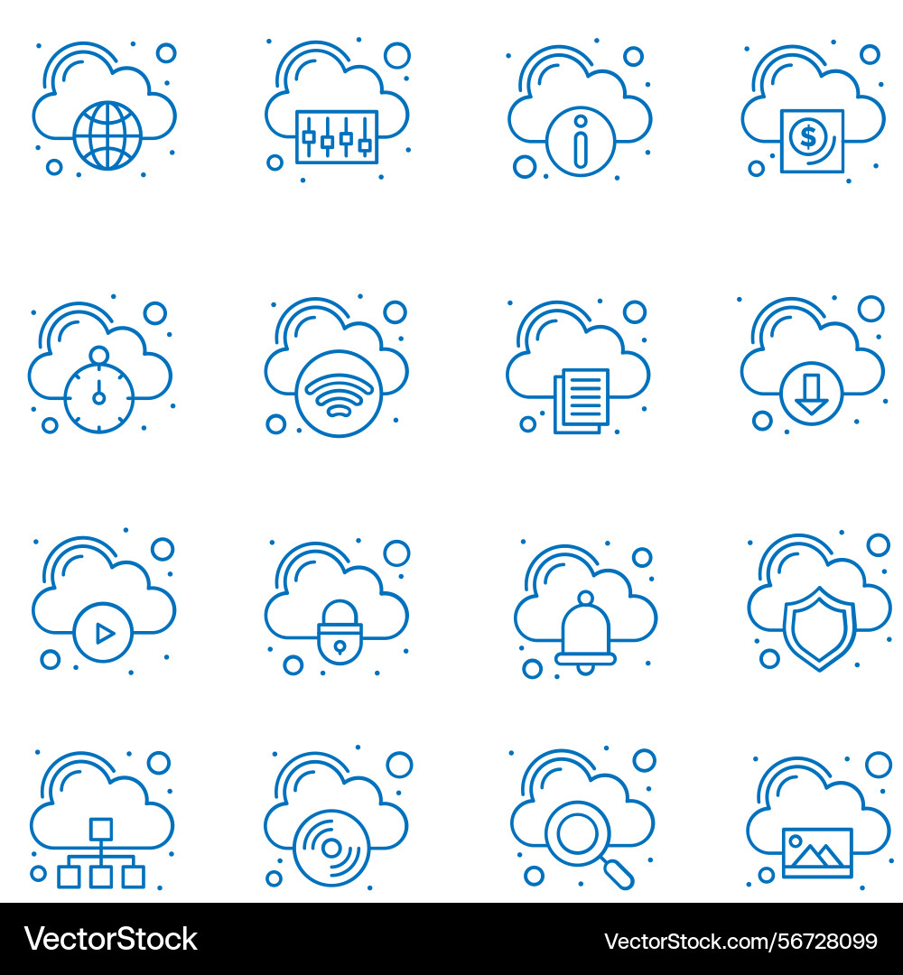 Clouds icons set of in different form Vector Image