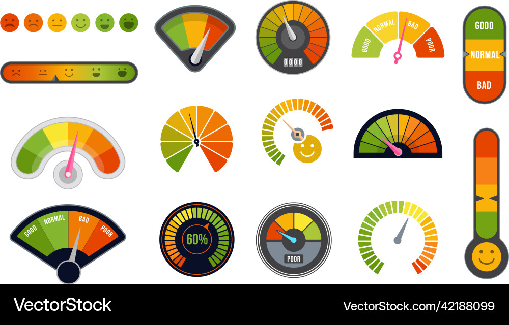 Customer satisfaction meter set quality Royalty Free Vector
