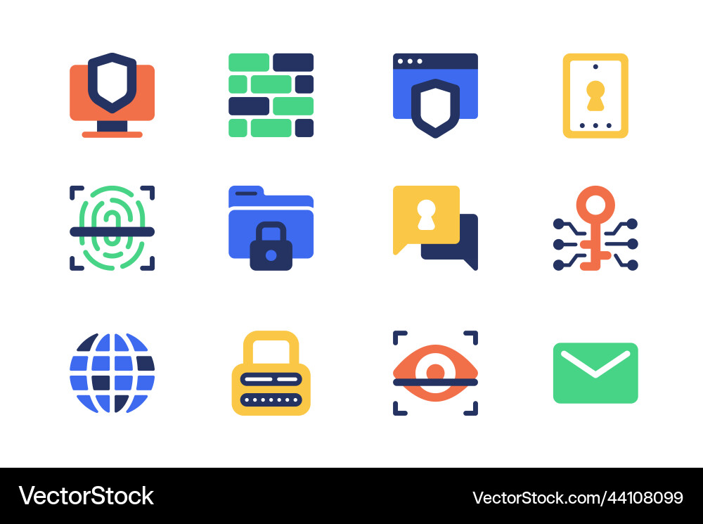 Cyber security concept of web icons set in simple Cyber security concept of web icons set in simple vector image