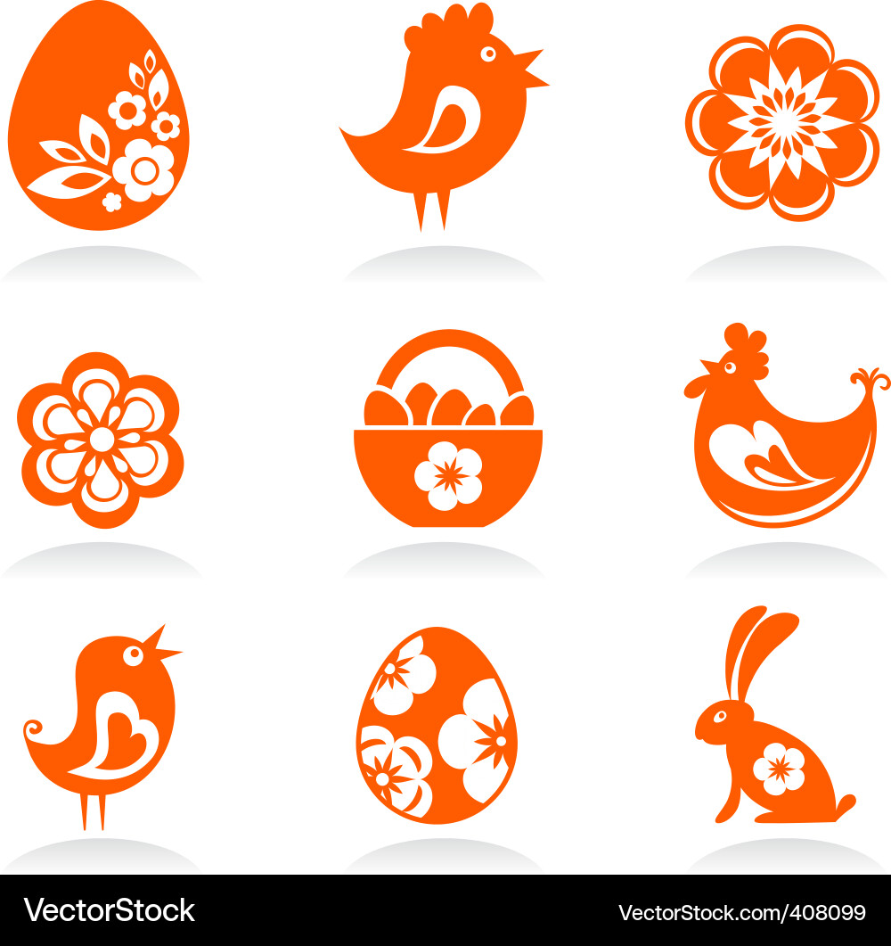 Easter Floral Icons vector image