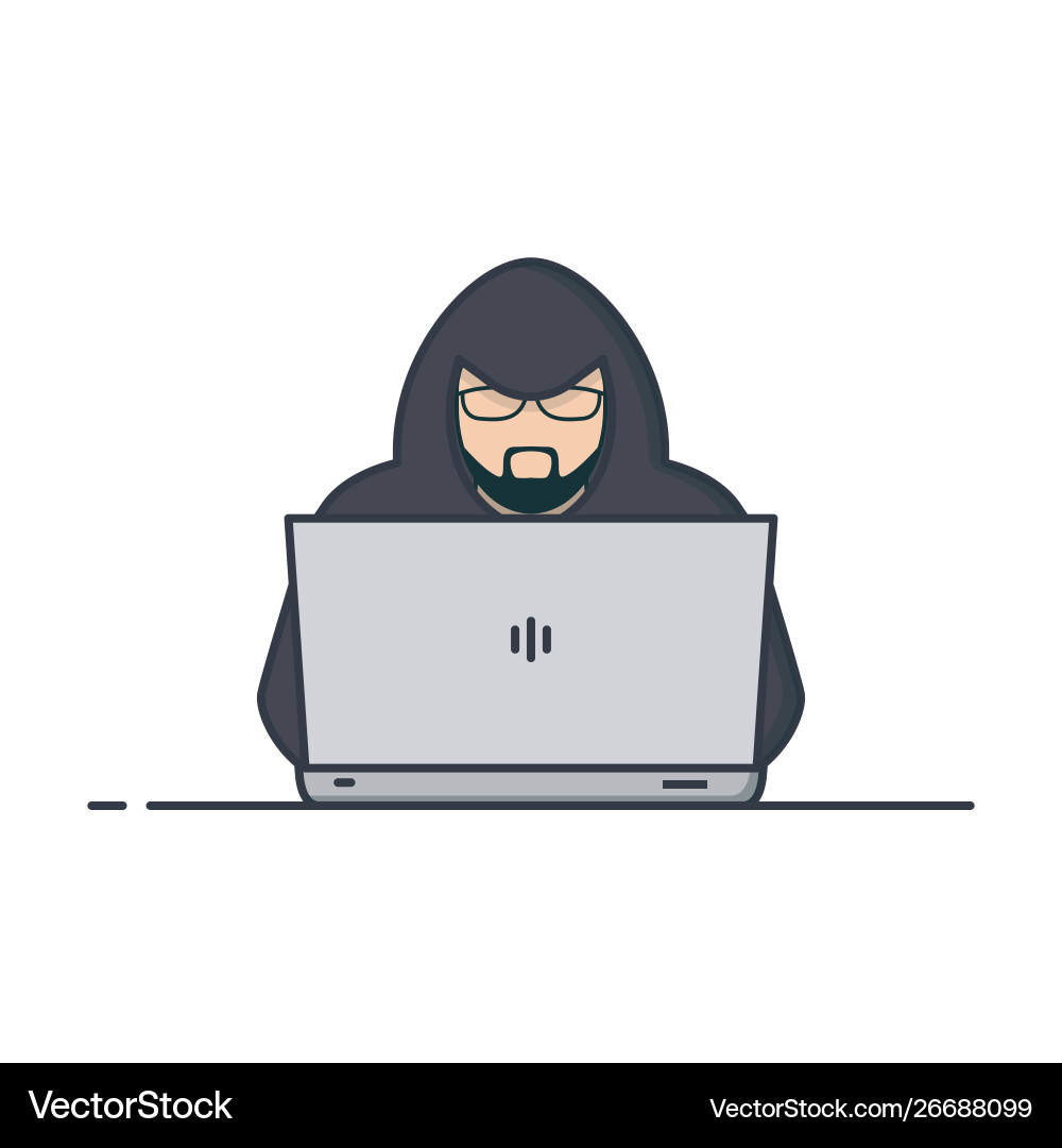 Hacker with Laptop - Cyber Security vector image