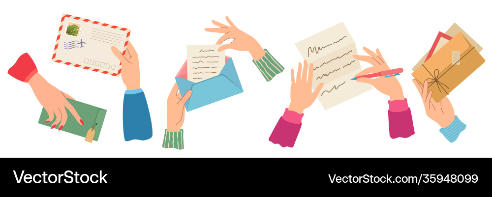 Hände senden Brief weibliche Hand halten Hände senden Brief weibliche Hand halten vektorbild