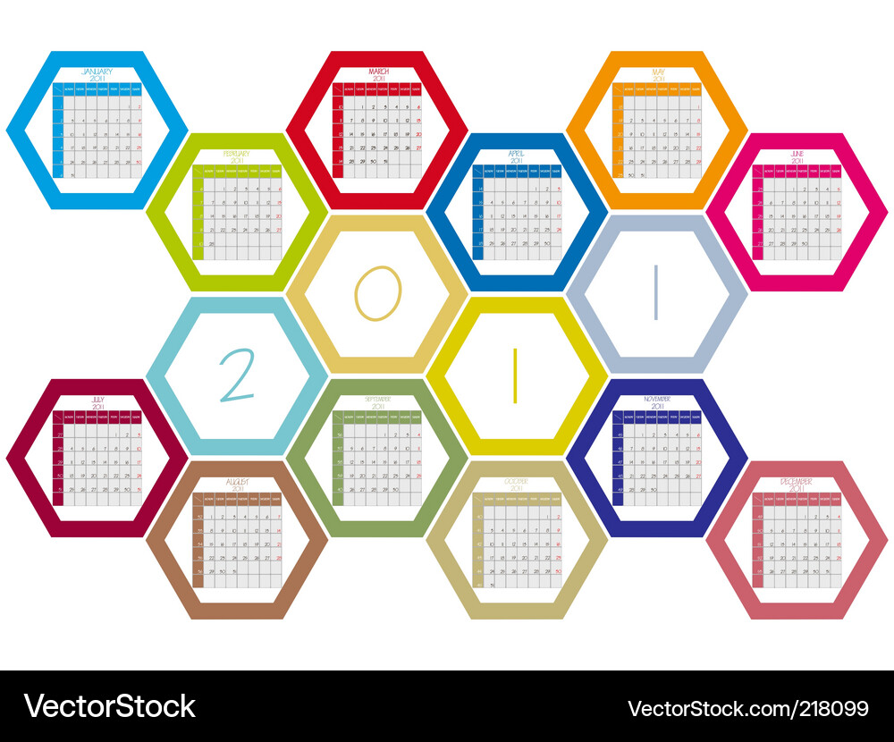 Honeycomb Calendar Pattern Vector Image