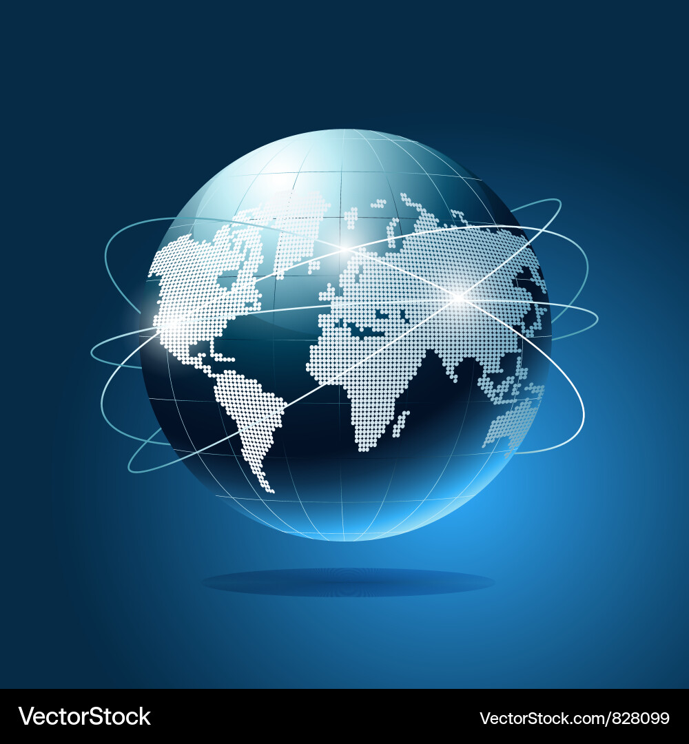 Modern blue globe network vector image