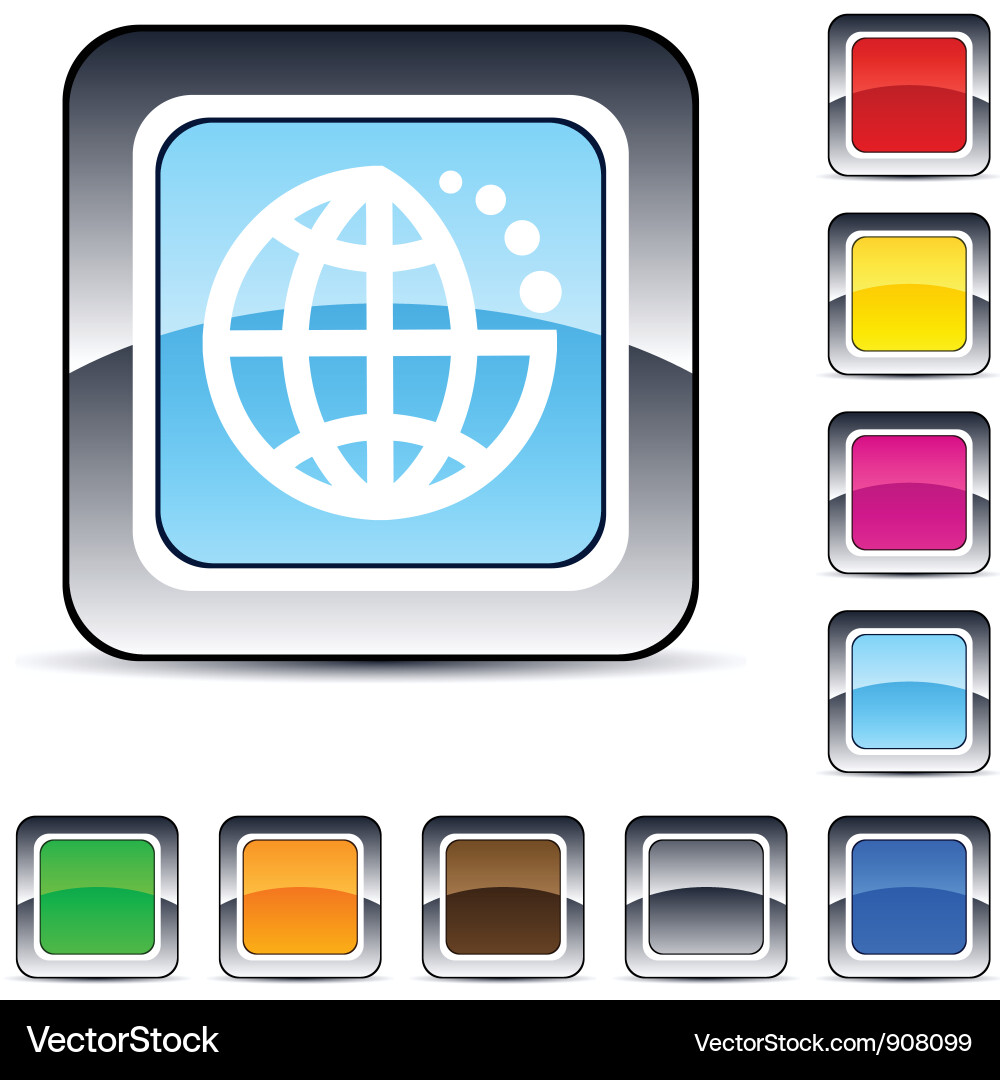 Planet square button Vector Image