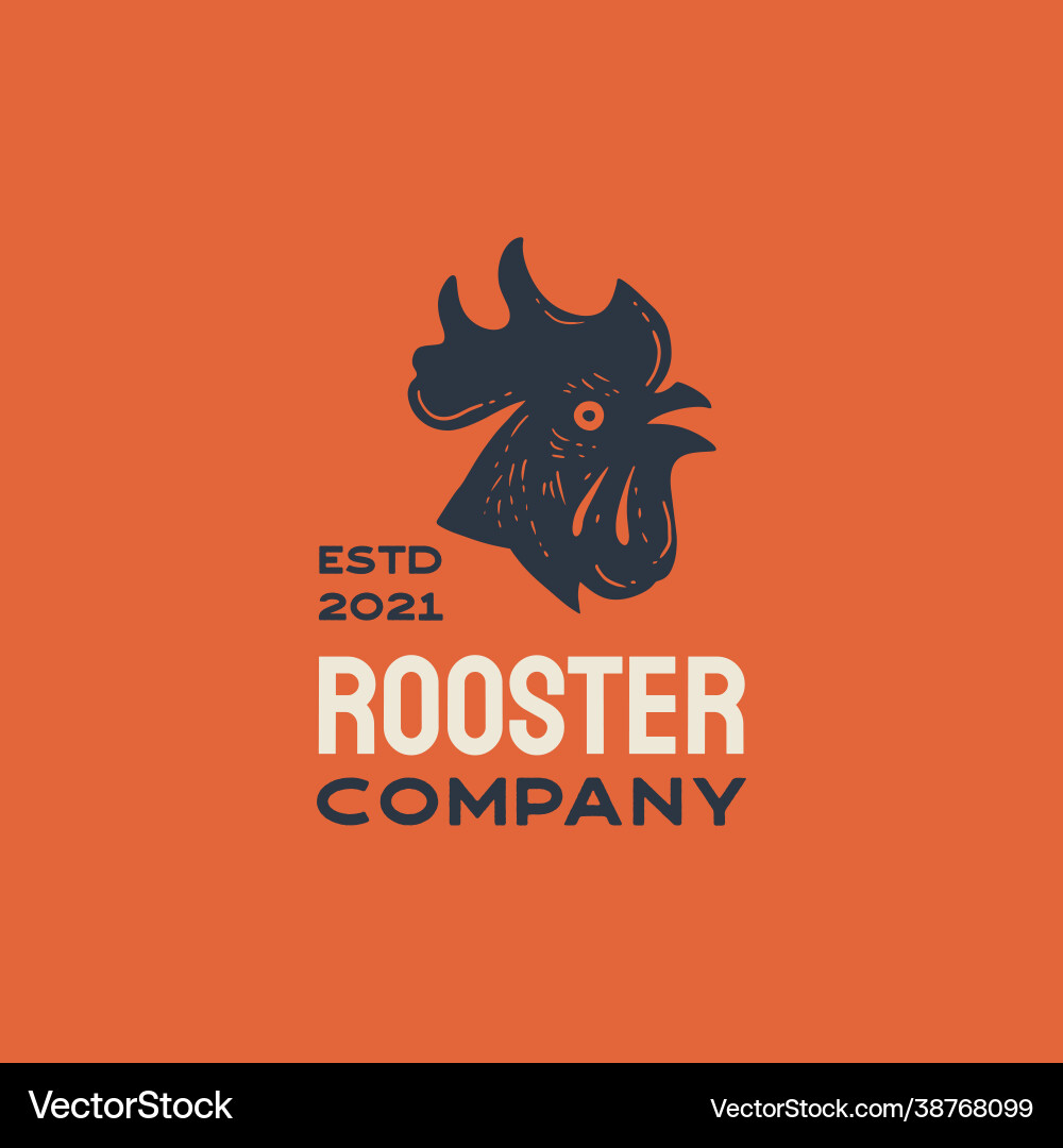 Rooster head chicken hen silhouette vintage retro Rooster head chicken hen silhouette vintage retro vector image