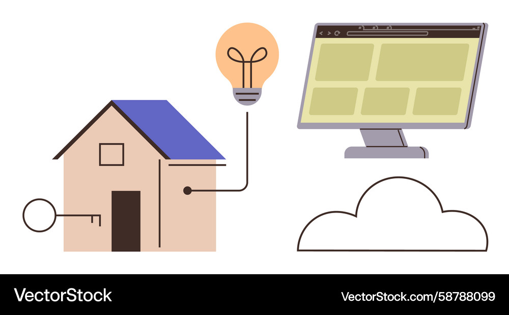 Smart home connection with cloud computing Smart home connection with cloud computing Vector Image