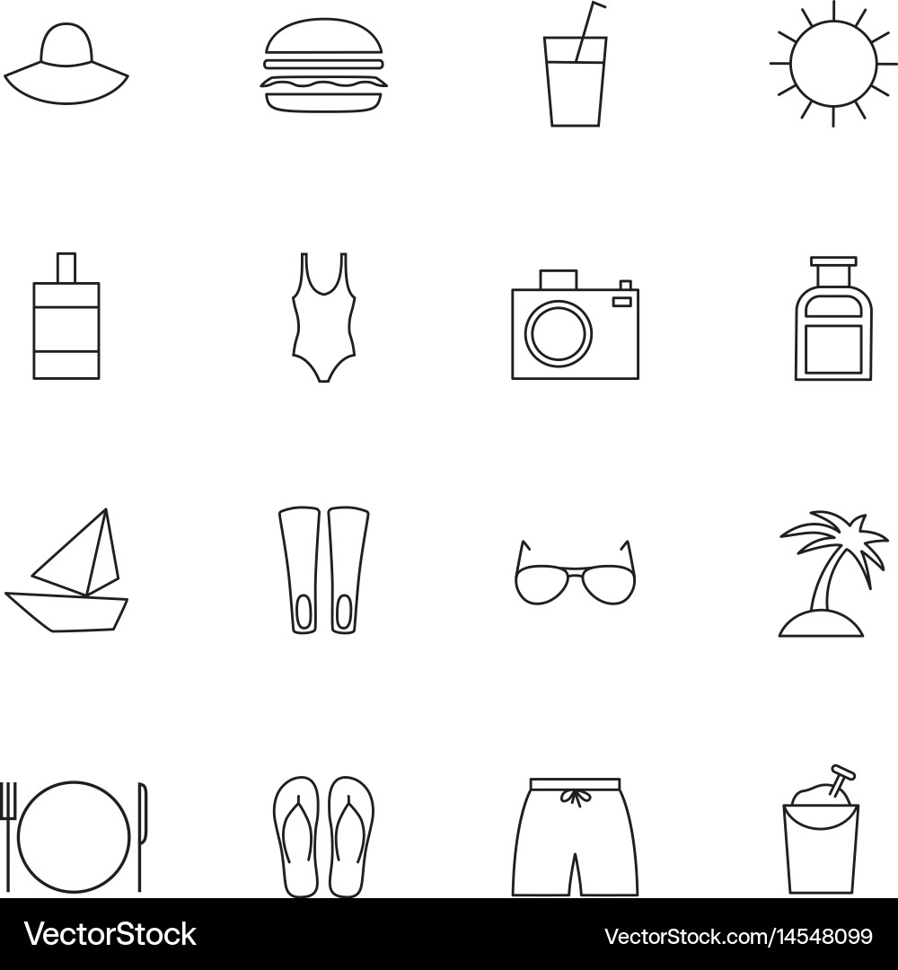 Traveling and resort thin line icons set Vector Image