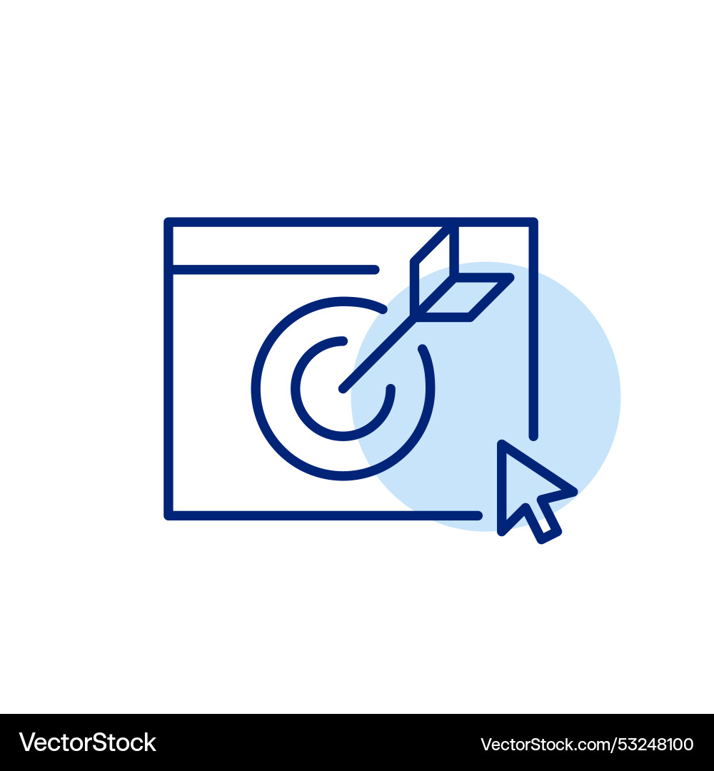 Arrow hitting target on web page and mouse click vector image