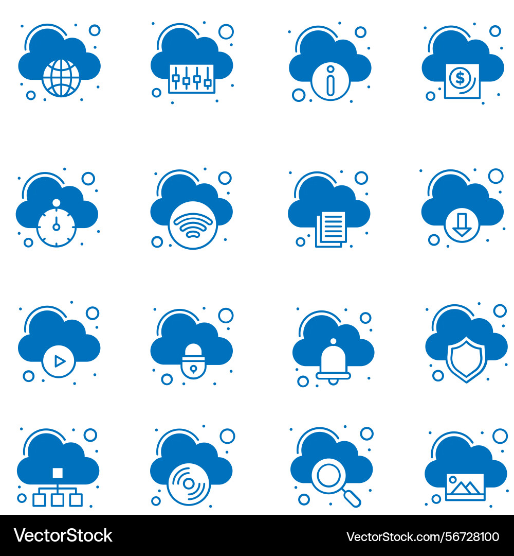 Clouds icons set of in different form Clouds icons set of in different form Vector Image