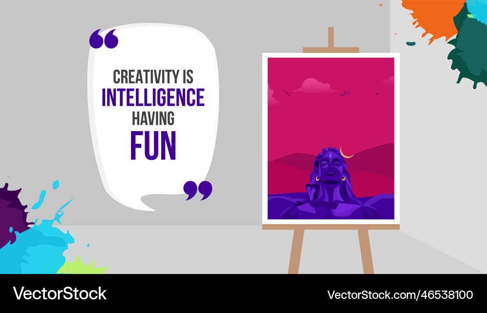 Creativity is intelligence landscape banner design vector image