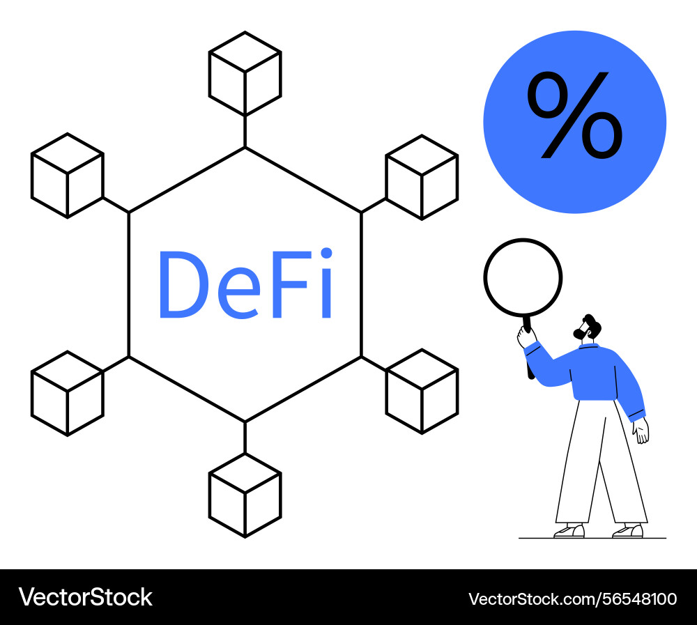 Decentralized finance network with blockchain Decentralized finance network with blockchain vector image