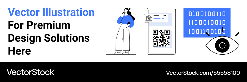 Digital identity verification featuring qr code Digital identity verification featuring qr code vector image