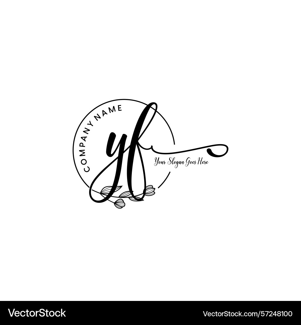 Elegant yf initial logo design with botanical Vector Image