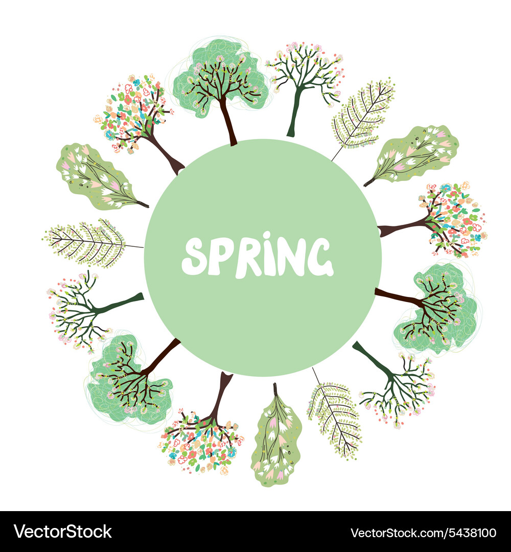 Frame with blossom trees - card for spring Vector Image