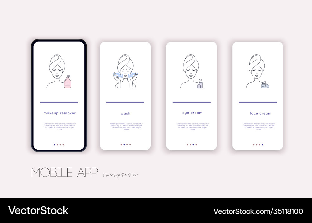 Onboarding screens user interface kit for mobile Vector Image