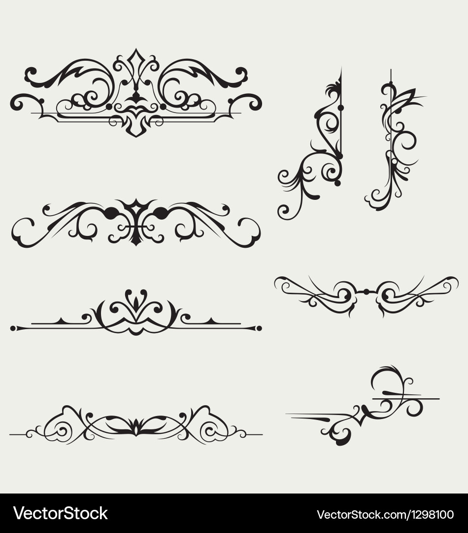 Ornate Flourish Elements vector image
