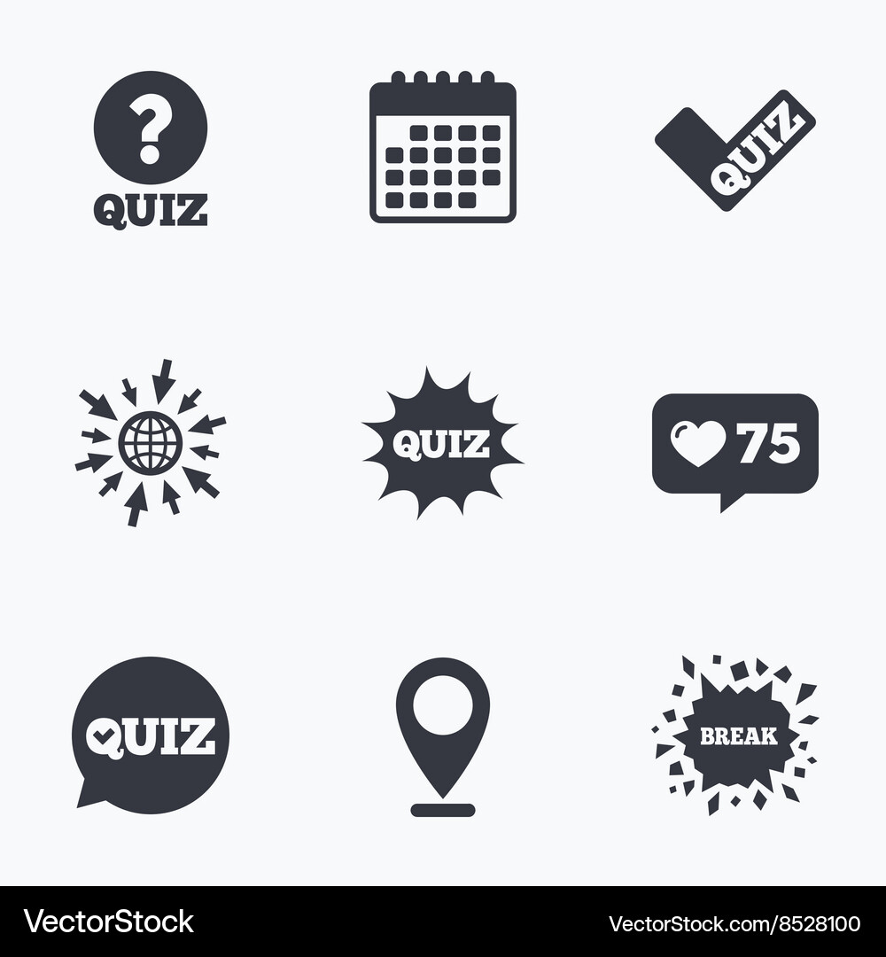 Quiz icons speech bubble with check mark symbol Vector Image