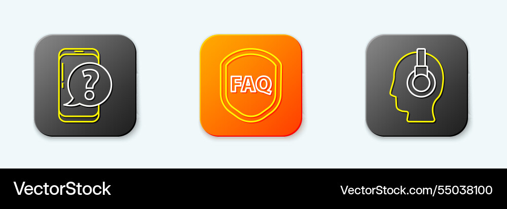 Set line mobile phone with question shield text Set line mobile phone with question shield text vector image