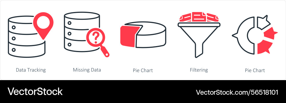 A set of 5 diagram icons as data tracking missing vector image