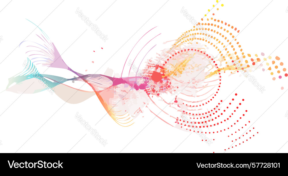 Abstract radial sound wave with tech elements Vector Image