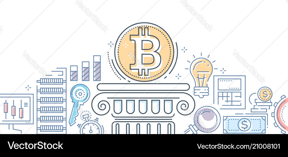 Bitcoin business - colorful line design style Vector Image