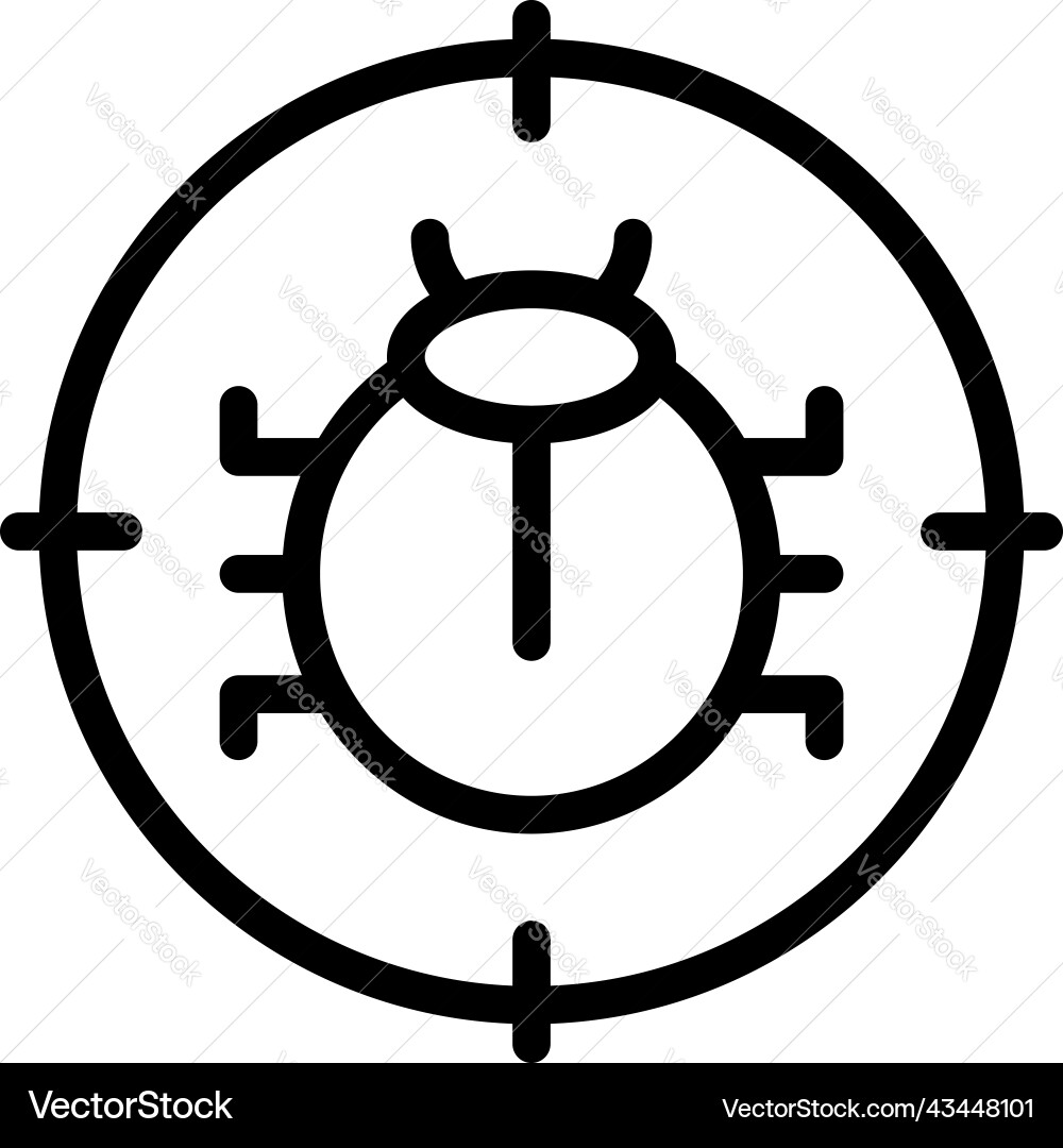 Bug detection icon outline online security vector image