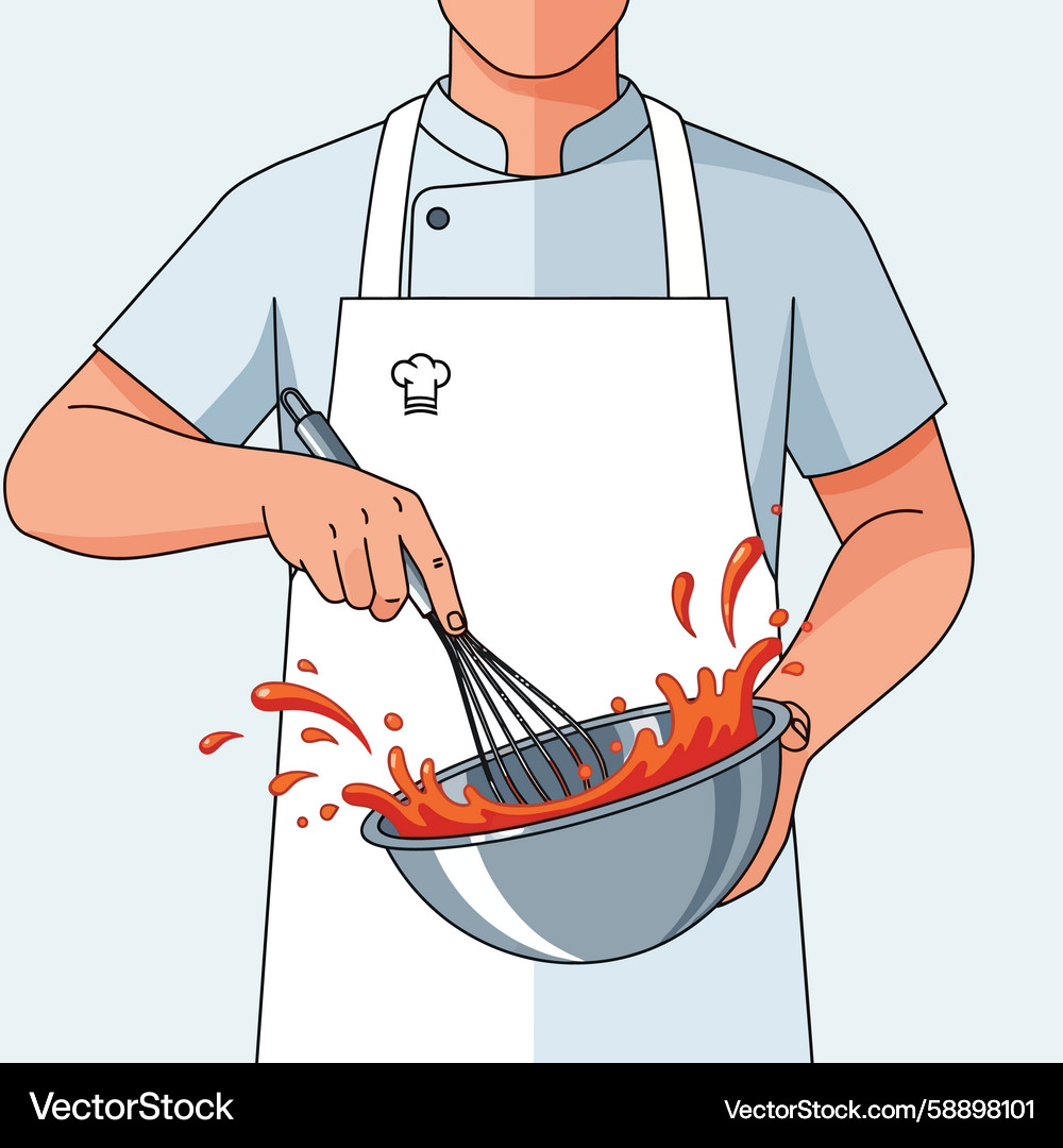 Chef Mixing Sauce with Whisk Vector Image