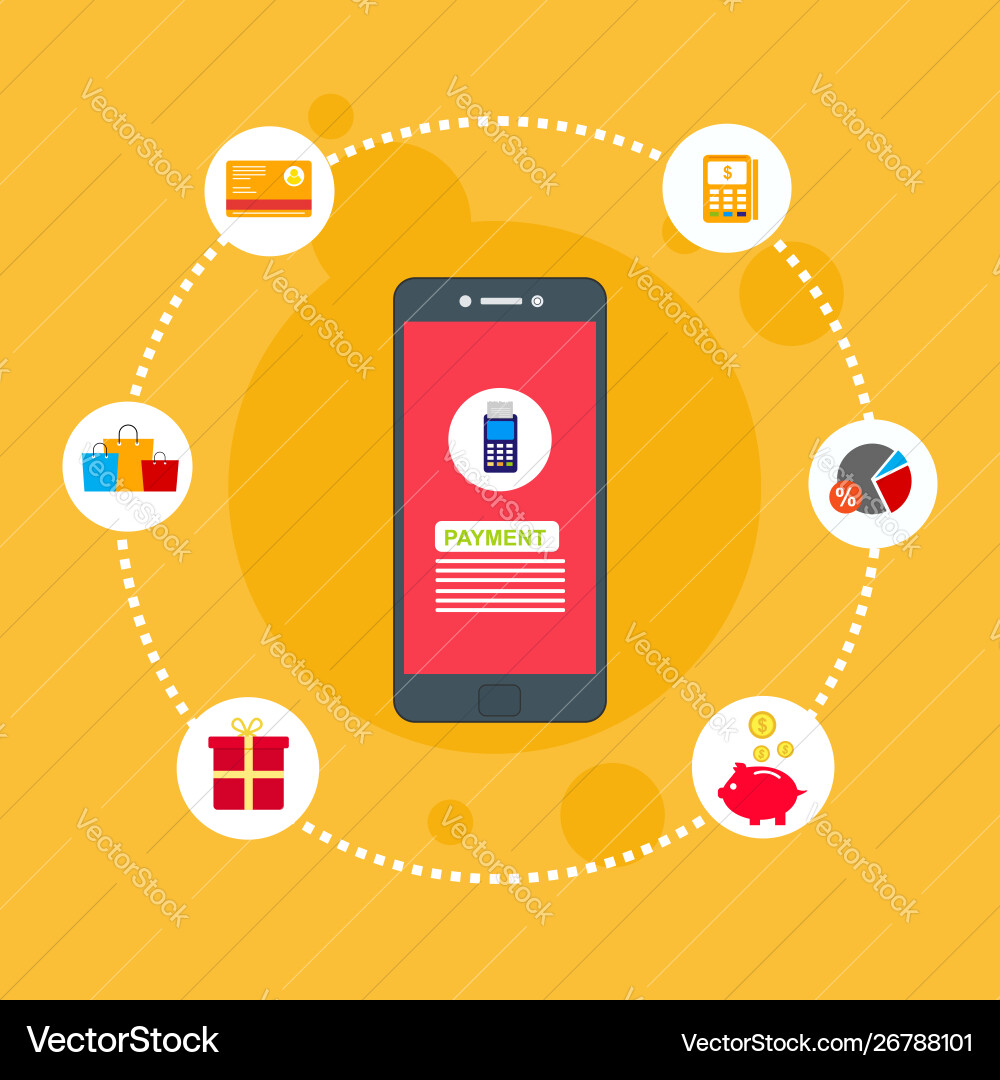 Concept online and mobile payments for web page Vector Image