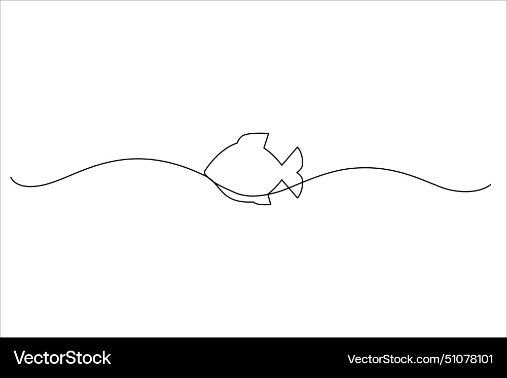 Continuous line fish icon monoline fishing Continuous line fish icon monoline fishing vector image