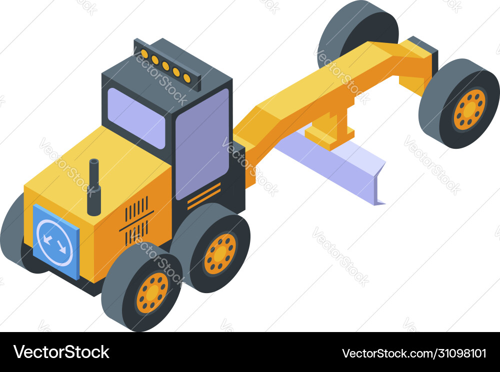 Grader machine truck icon isometric style Grader machine truck icon isometric style vector image