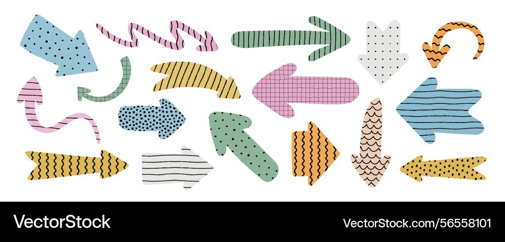 Hand drawn abstract arrow shapes with soft brush Hand drawn abstract arrow shapes with soft brush vector image