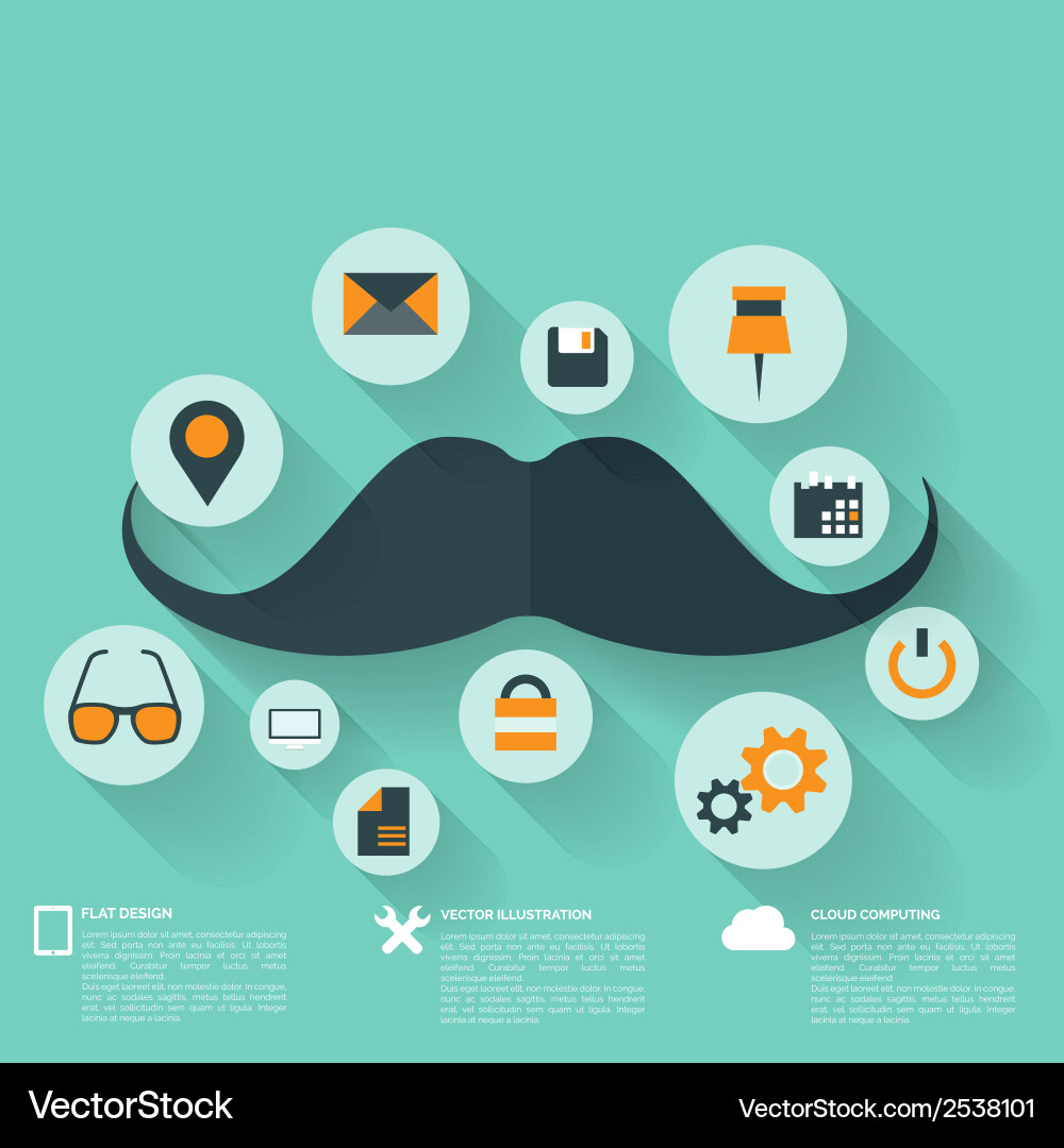 Hipster flat abstract background with web icons vector image