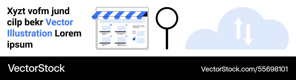 Online storefront with search function and cloud Online storefront with search function and cloud vector image