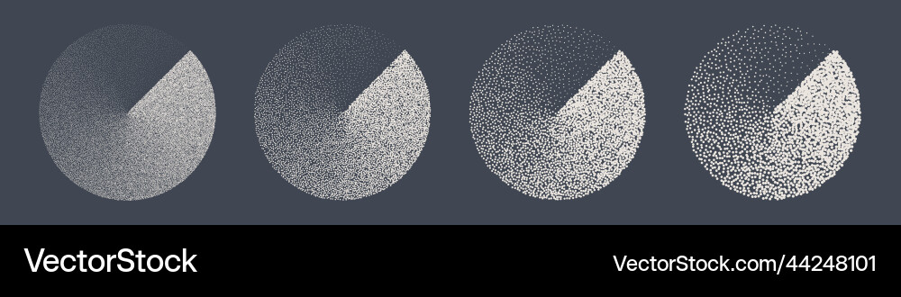 Round shaped dotted objects stipple elements Round shaped dotted objects stipple elements vector image