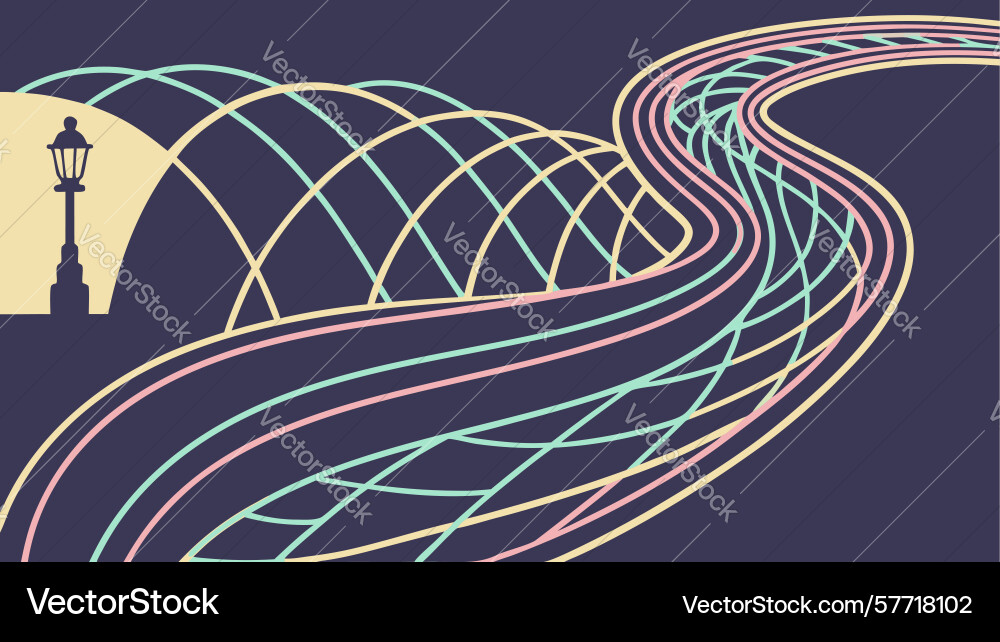 Abstract winding road path with lines design Vector Image