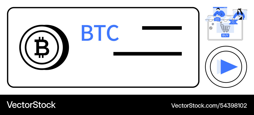 Bitcoin transaction interface with shopping cart Bitcoin transaction interface with shopping cart vector image