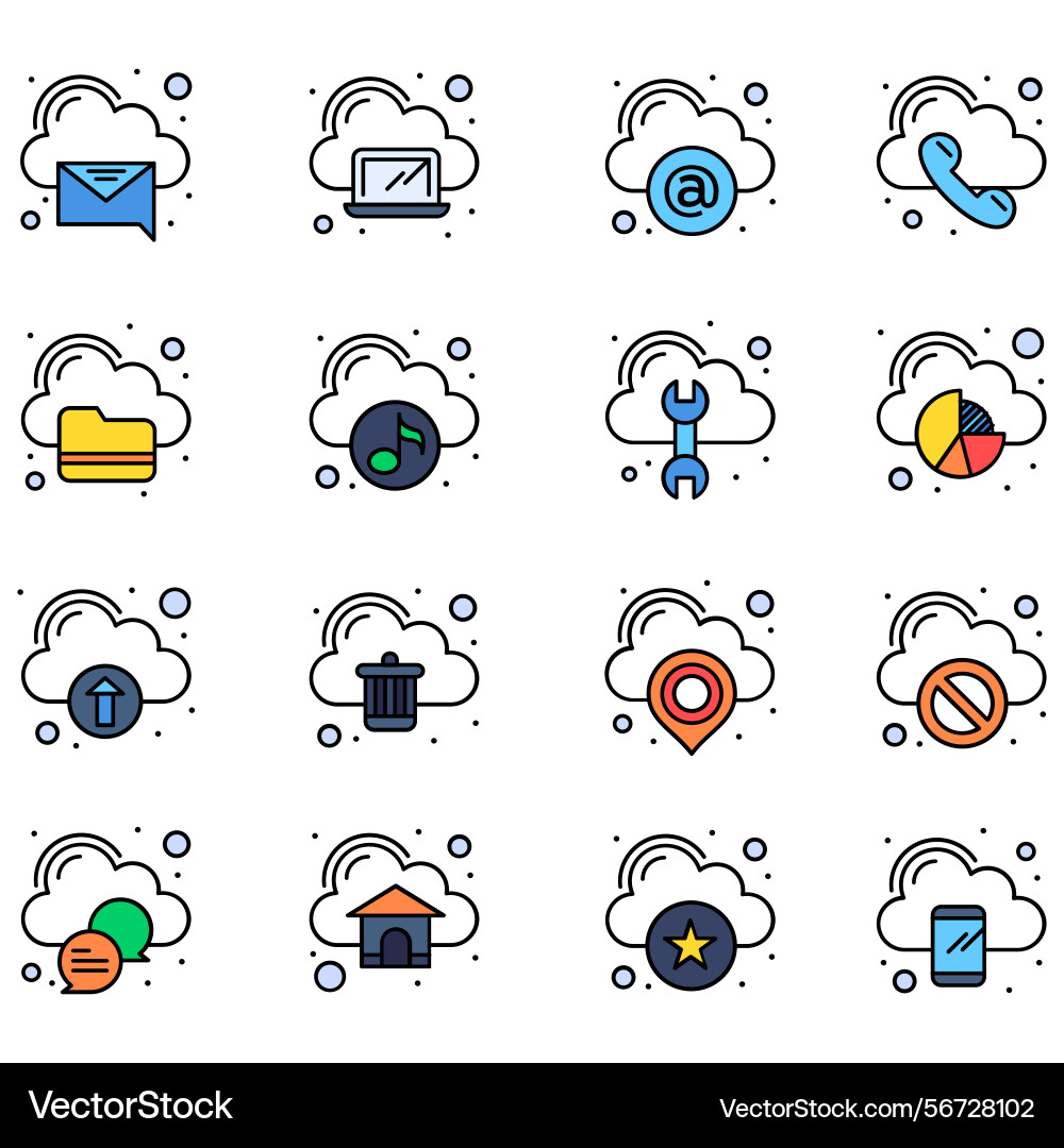 Clouds icons set of in different form Vector Image