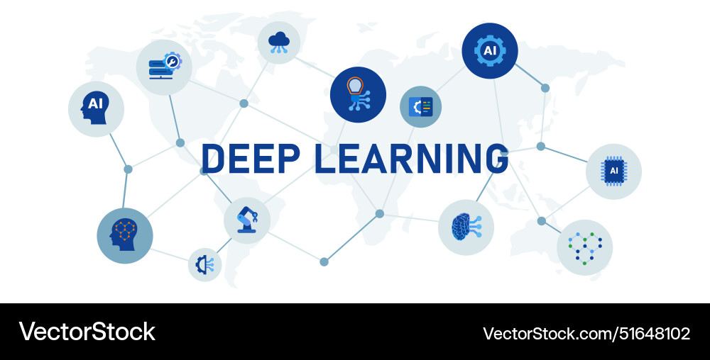 Deep learning artificial intelligence brain vector image