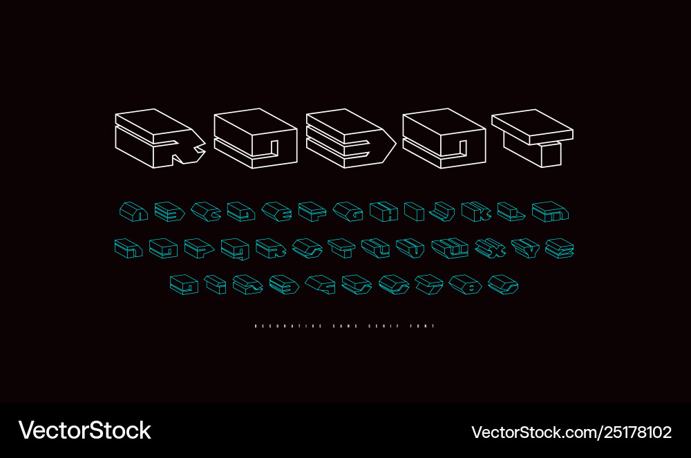 Geometric wireframe sans serif bulk font Geometric wireframe sans serif bulk font vector image
