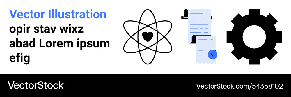 Heart inside atom document with checkmark Vector Image