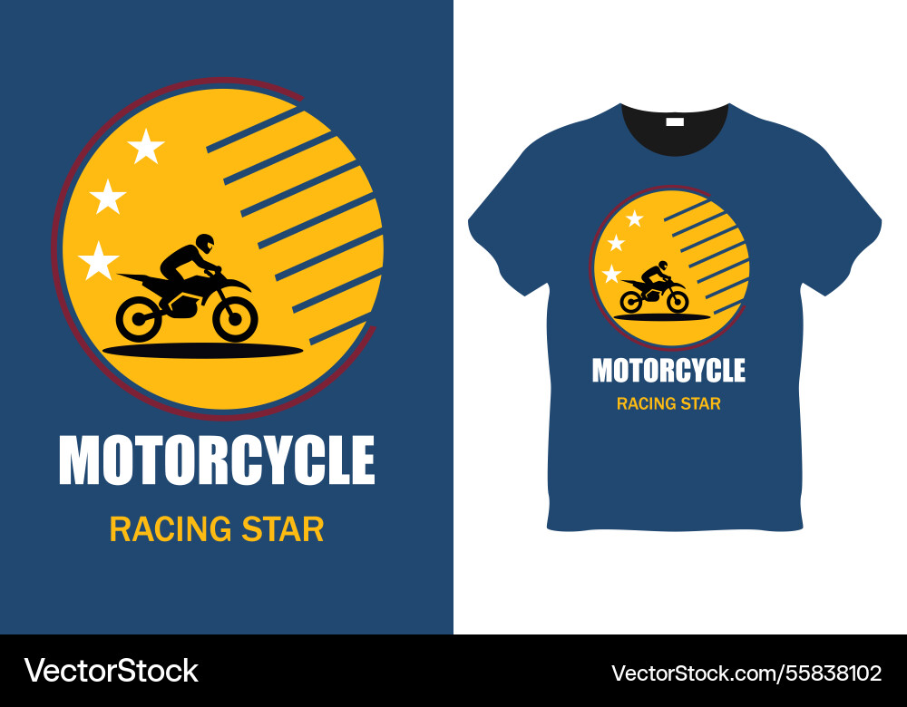 Motorcycle racing star t-shirt design Royalty Free Vector