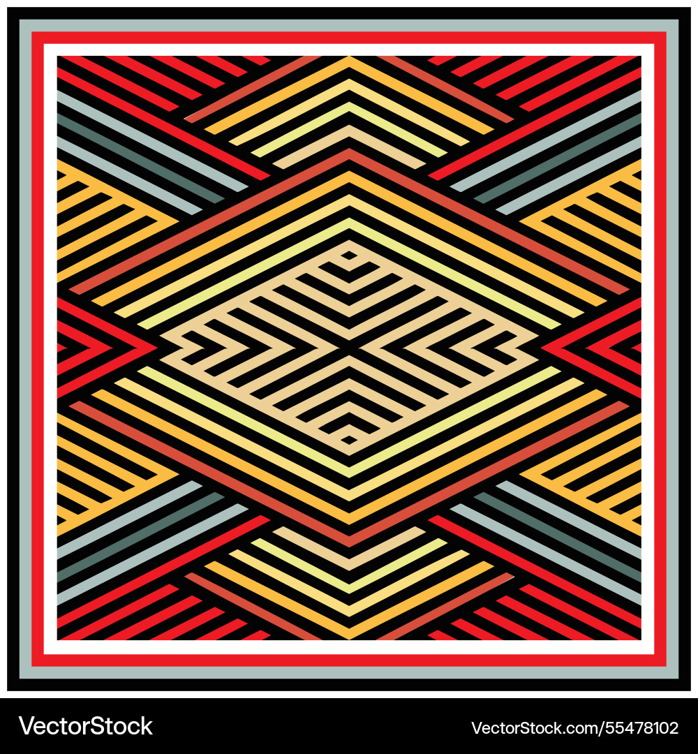 Square scarf in geometric shape zigzag pattern Square scarf in geometric shape zigzag pattern vector image