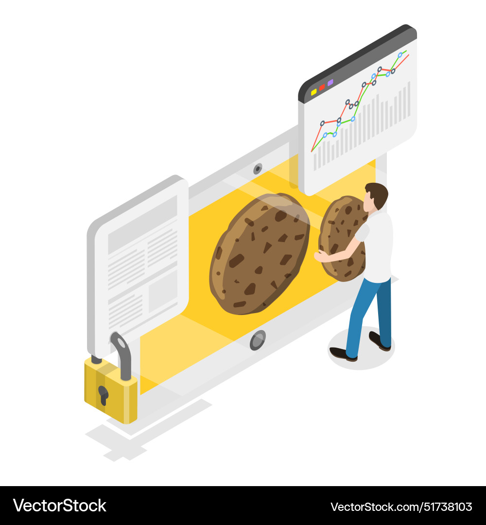 3d isometric flat of web cookie item vector image