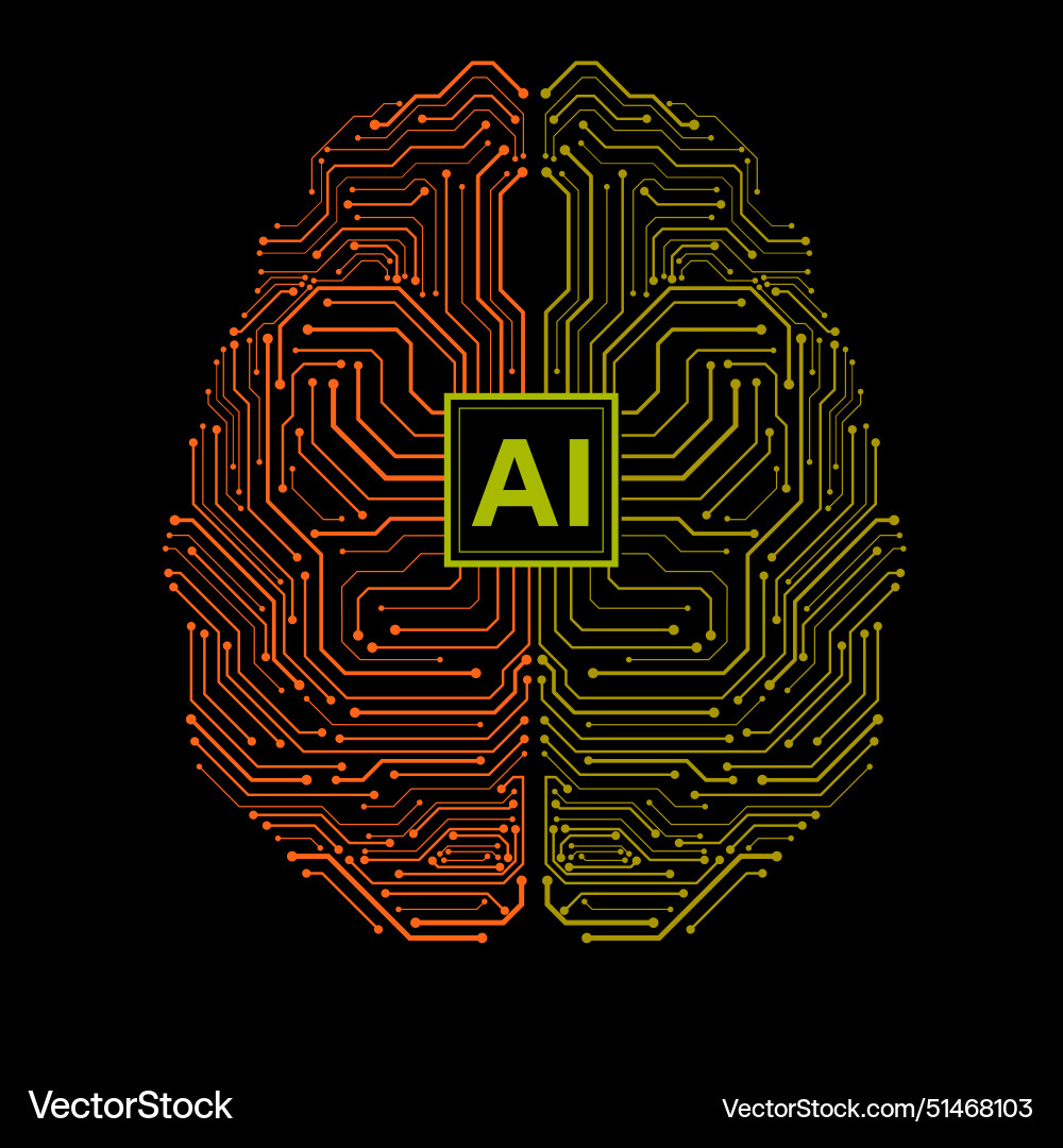 Abstract technological brain with artificial Vector Image