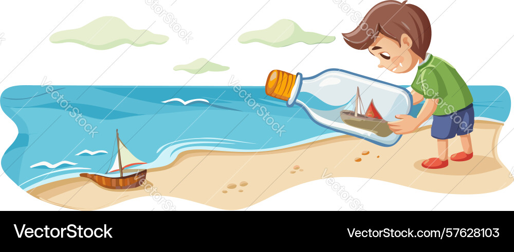 Beachcombing discovery finding a message Vector Image