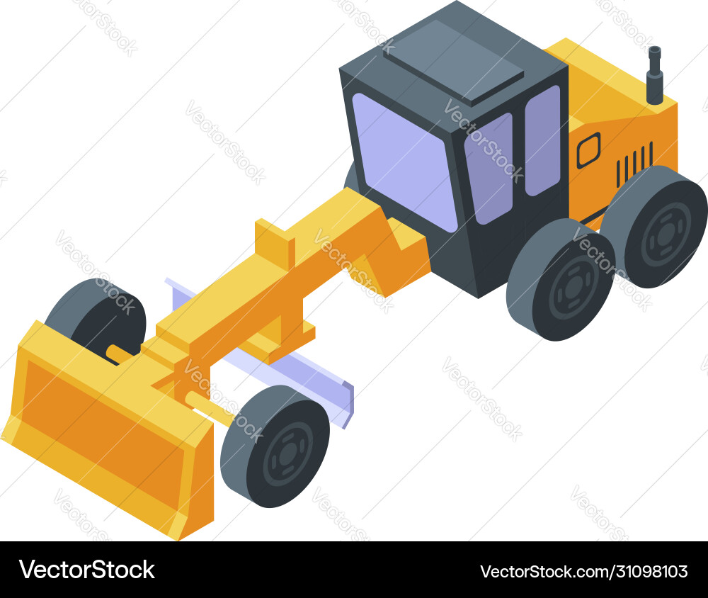 Construction grader machine icon isometric style Construction grader machine icon isometric style Vector Image