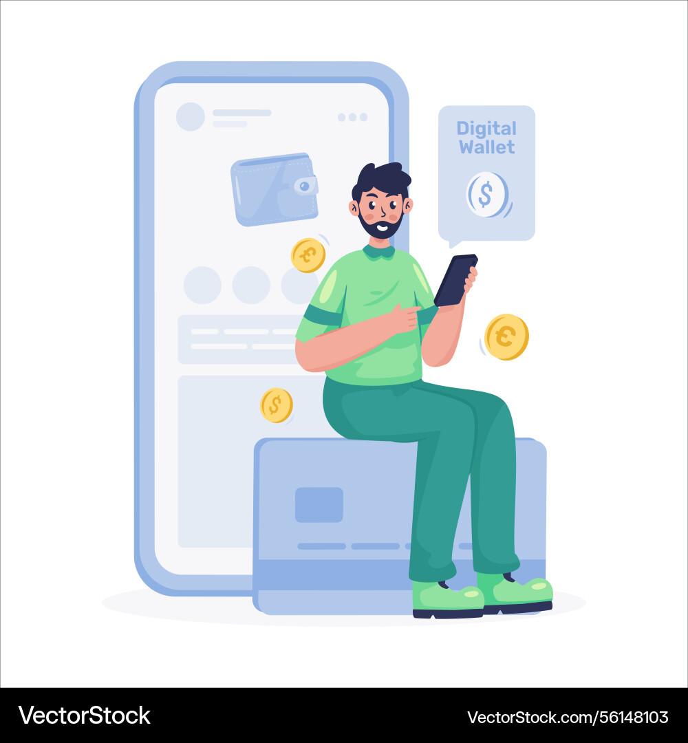 Digital wallet mobile application vector image